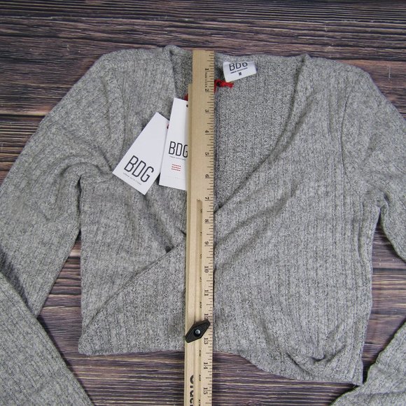 BDG UO Urban Outfitters NEW NWT Medium Gray Faux Wrap V Neck Crop Top - Picture 6 of 8